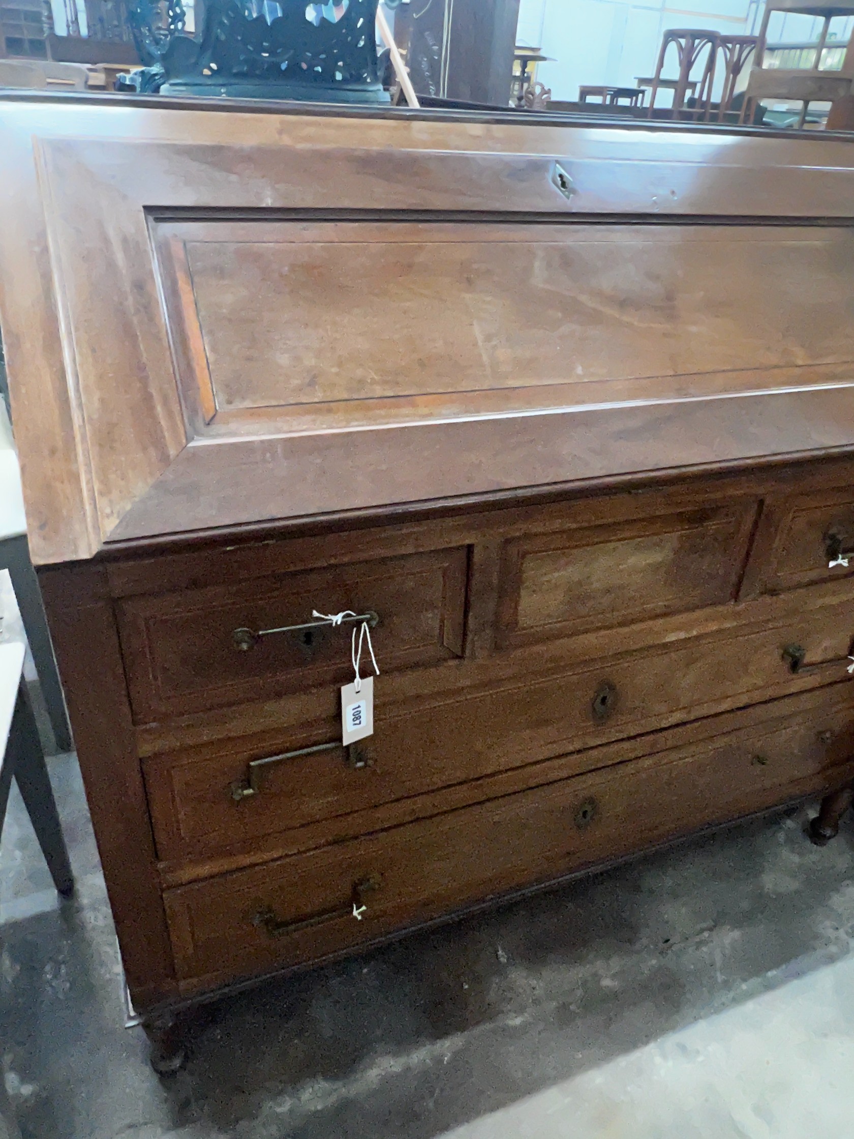 An early 20th century Continental mahogany bureau, width 114cm depth 58cm height 107cm